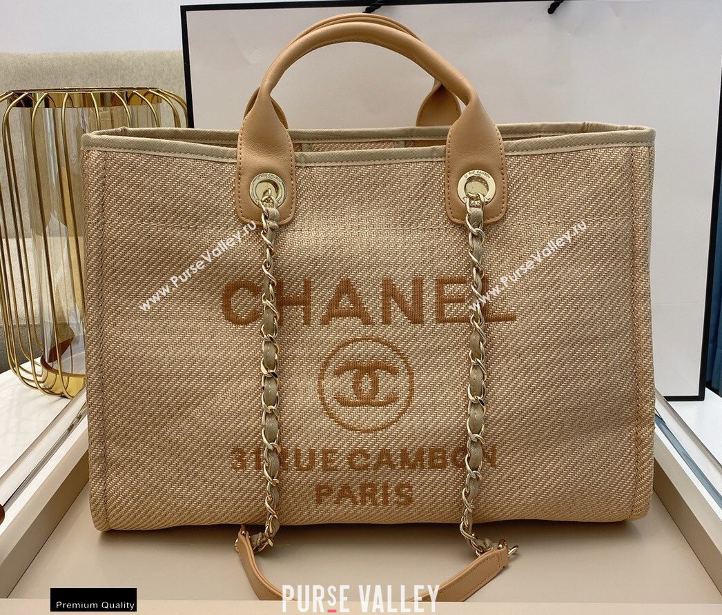Chanel Deauville Large Shopping Tote Bag A66941 Canvas Beige 2021 (smjd-21012713)