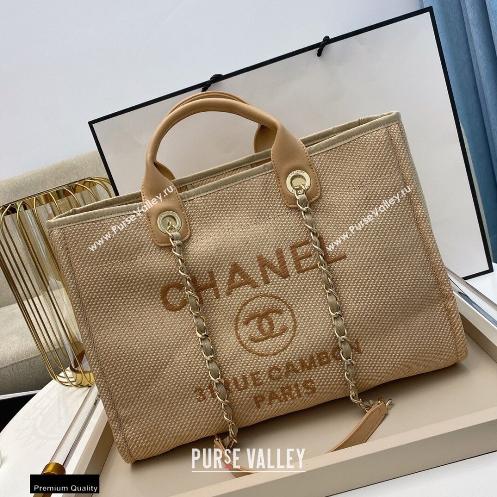 Chanel Deauville Large Shopping Tote Bag A66941 Canvas Beige 2021 (smjd-21012713)