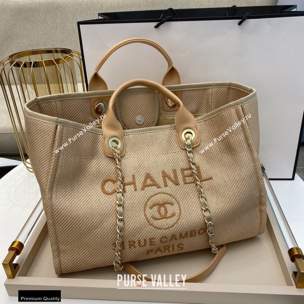 Chanel Deauville Large Shopping Tote Bag A66941 Canvas Beige 2021 (smjd-21012713)