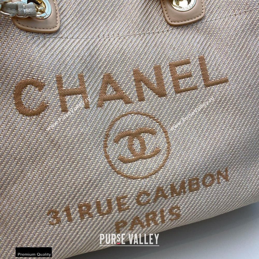 Chanel Deauville Large Shopping Tote Bag A66941 Canvas Beige 2021 (smjd-21012713)