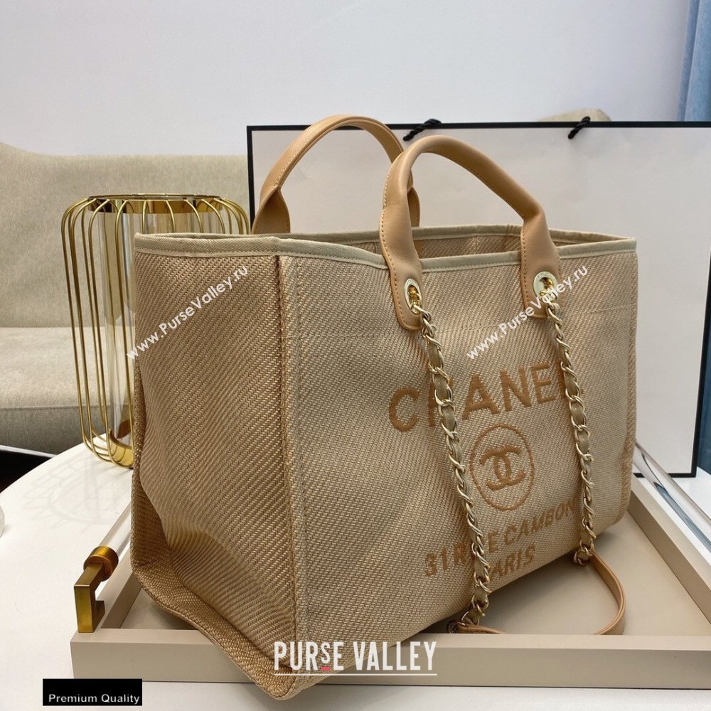 Chanel Deauville Large Shopping Tote Bag A66941 Canvas Beige 2021 (smjd-21012713)