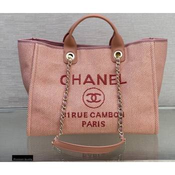 Chanel Deauville Large Shopping Tote Bag A66941 Canvas Pink 2021 (smjd-21012712)
