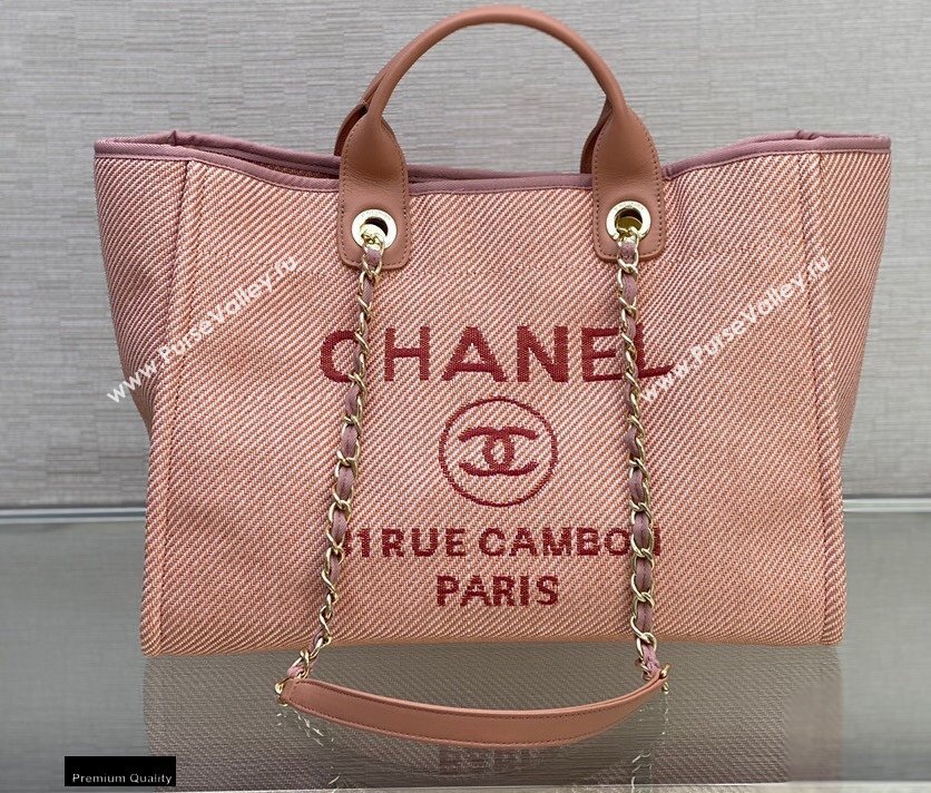 Chanel Deauville Large Shopping Tote Bag A66941 Canvas Pink 2021 (smjd-21012712)