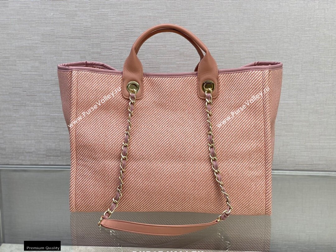 Chanel Deauville Large Shopping Tote Bag A66941 Canvas Pink 2021 (smjd-21012712)