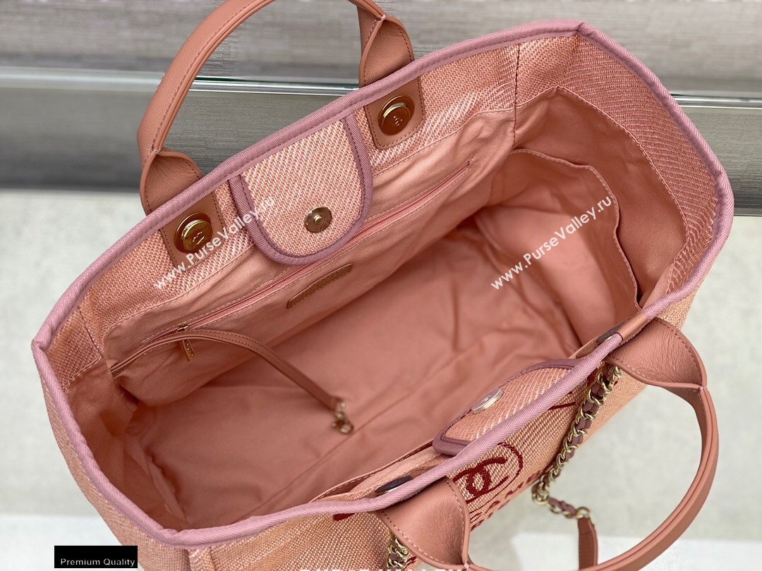 Chanel Deauville Large Shopping Tote Bag A66941 Canvas Pink 2021 (smjd-21012712)