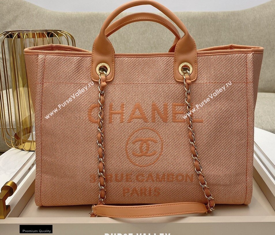 Chanel Deauville Large Shopping Tote Bag A66941 Canvas Pink/Orange 2021 (smjd-21012711)
