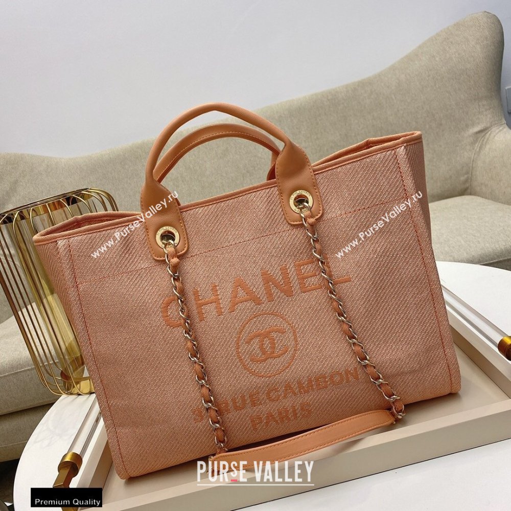 Chanel Deauville Large Shopping Tote Bag A66941 Canvas Pink/Orange 2021 (smjd-21012711)