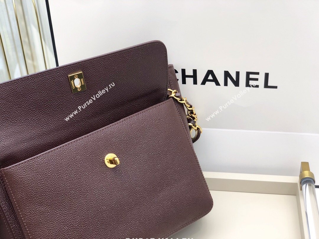 Chanel Vintage Caviar Leather Shoulder Bag with Front Pocket AS6706 Burgundy 2021 (smjd-21012702)