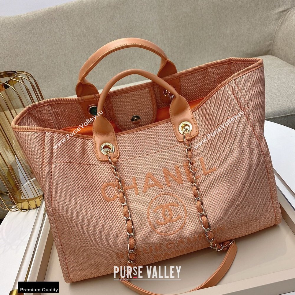 Chanel Deauville Large Shopping Tote Bag A66941 Canvas Pink/Orange 2021 (smjd-21012711)