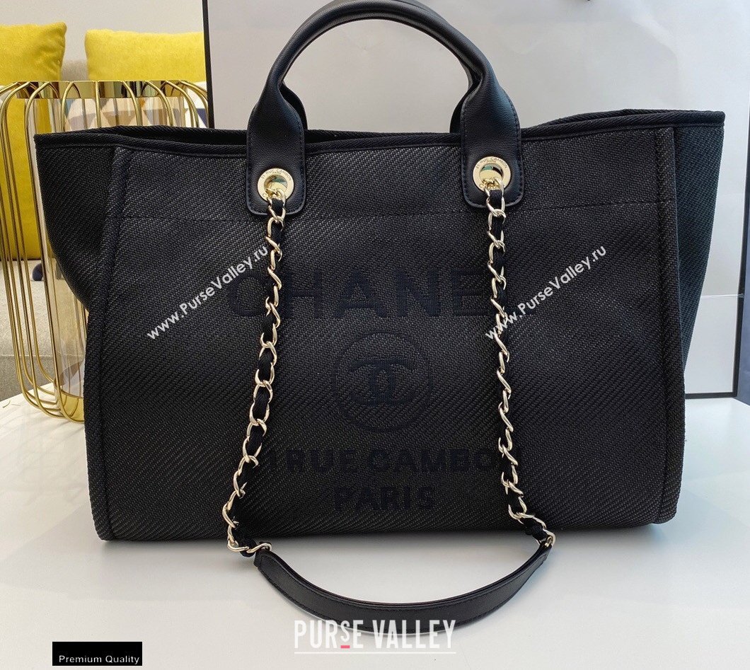 Chanel Deauville Large Shopping Tote Bag A66941 Canvas Black 2021 (smjd-21012709)
