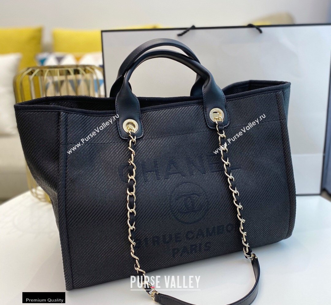 Chanel Deauville Large Shopping Tote Bag A66941 Canvas Black 2021 (smjd-21012709)