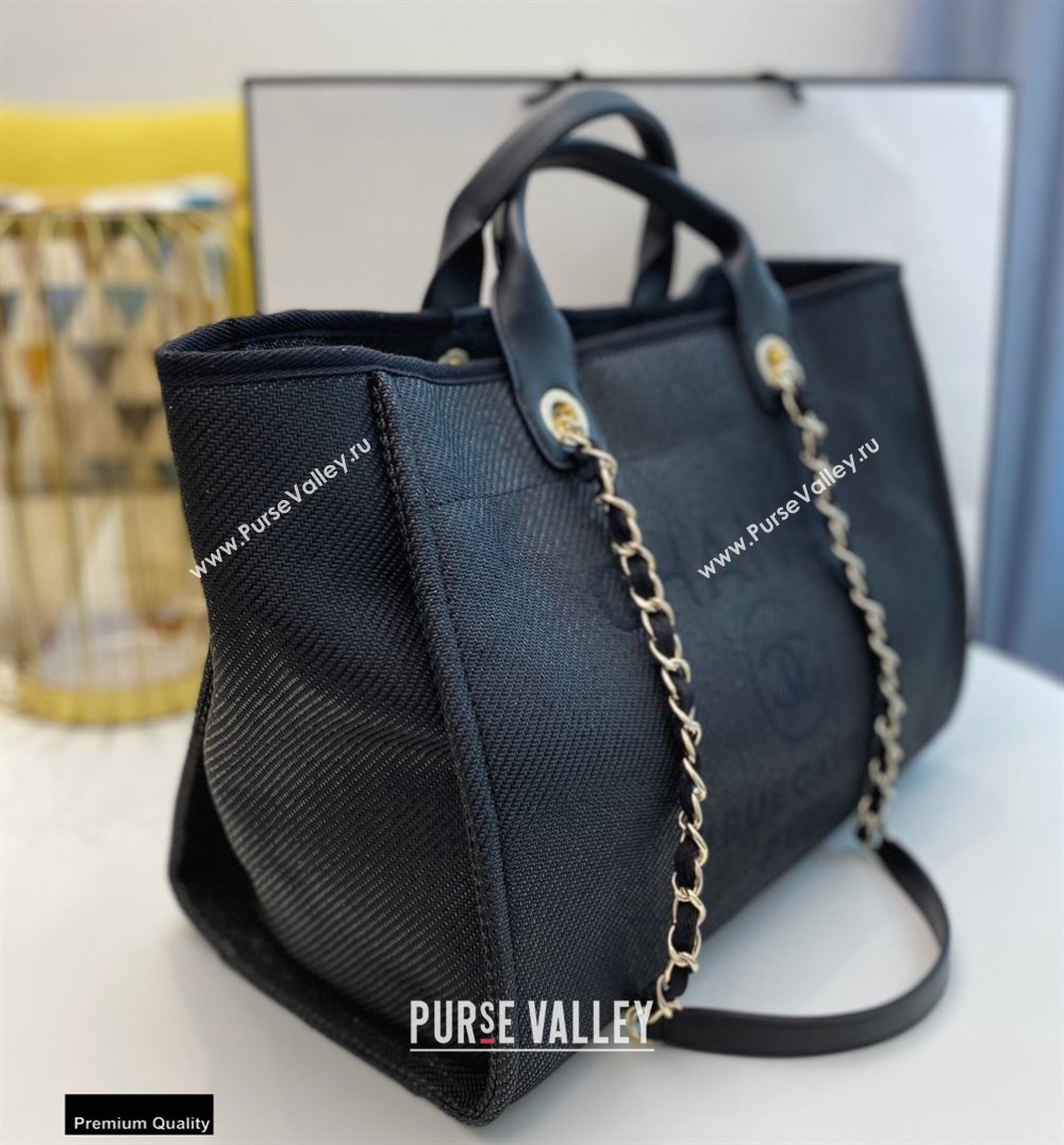 Chanel Deauville Large Shopping Tote Bag A66941 Canvas Black 2021 (smjd-21012709)