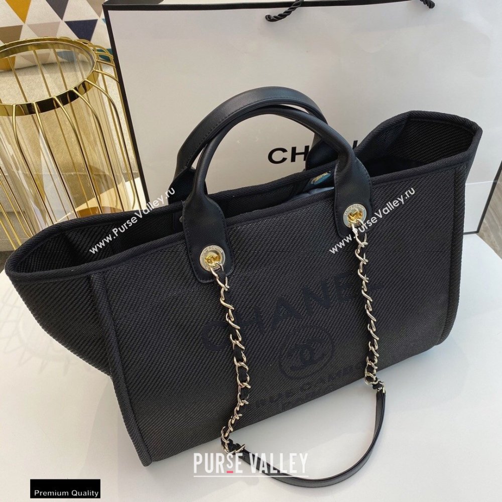 Chanel Deauville Large Shopping Tote Bag A66941 Canvas Black 2021 (smjd-21012709)