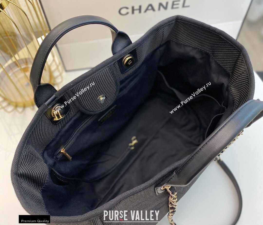 Chanel Deauville Large Shopping Tote Bag A66941 Canvas Black 2021 (smjd-21012709)