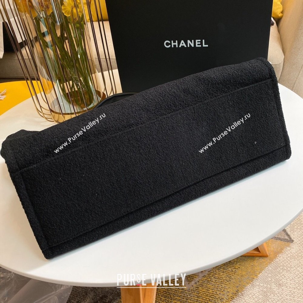 Chanel Deauville Large Shopping Tote Bag A93786 Towel Fabric Black 2021 (smjd-21012705)
