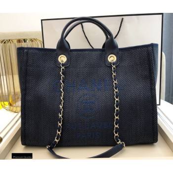 Chanel Deauville Large Shopping Tote Bag A66941 Canvas Dark Blue 2021 (smjd-21012710)