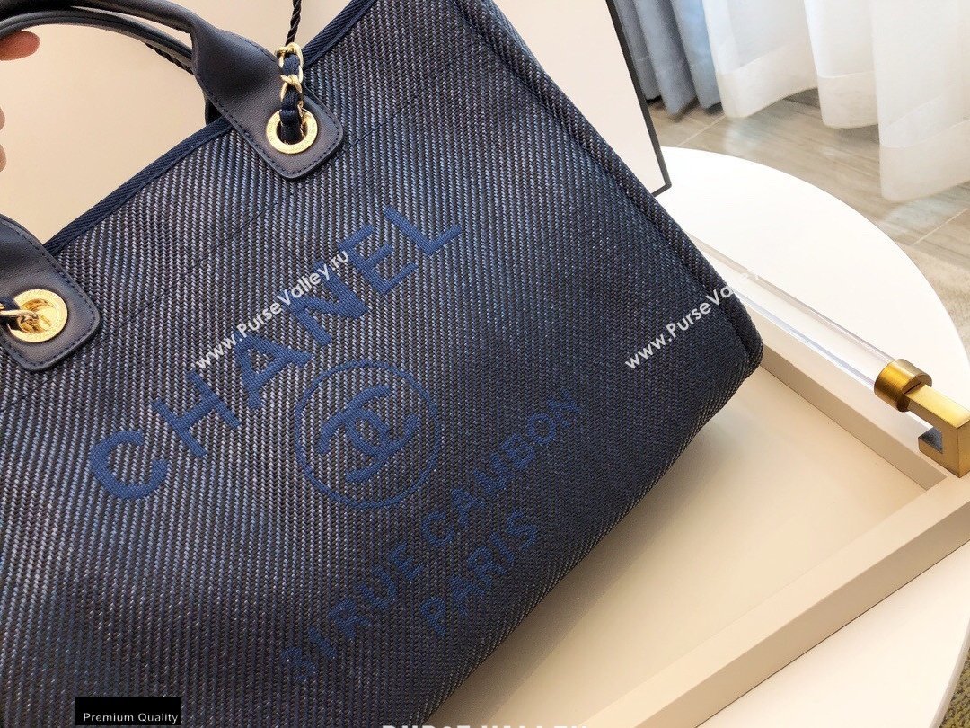 Chanel Deauville Large Shopping Tote Bag A66941 Canvas Dark Blue 2021 (smjd-21012710)