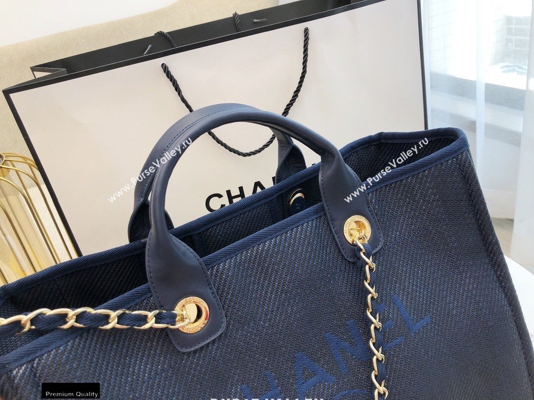 Chanel Deauville Large Shopping Tote Bag A66941 Canvas Dark Blue 2021 (smjd-21012710)