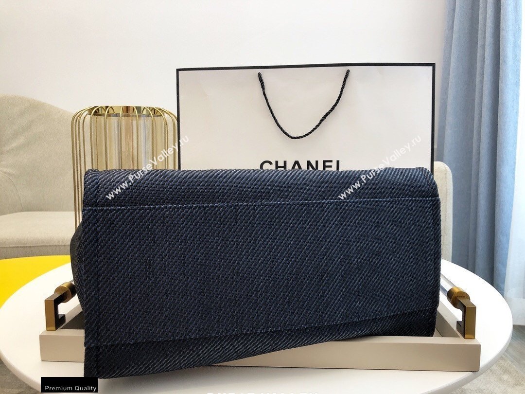 Chanel Deauville Large Shopping Tote Bag A66941 Canvas Dark Blue 2021 (smjd-21012710)