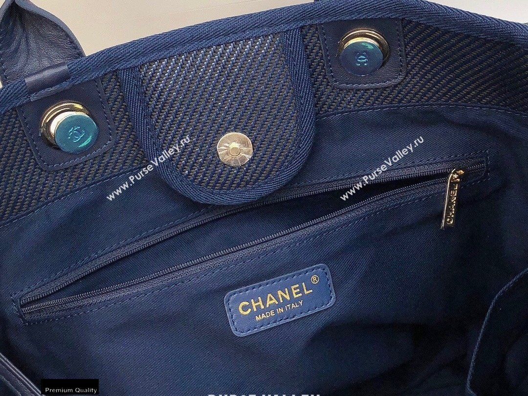 Chanel Deauville Large Shopping Tote Bag A66941 Canvas Dark Blue 2021 (smjd-21012710)