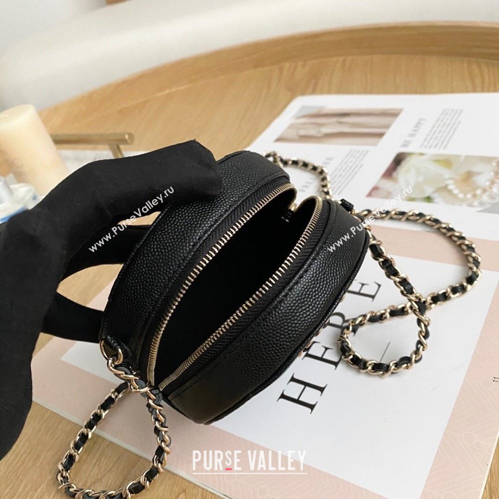 Chanel Chain CC Logo Grained Calfskin Round Clutch with Chain Bag AP1805 Black 2021 (yingfeng-21012724)