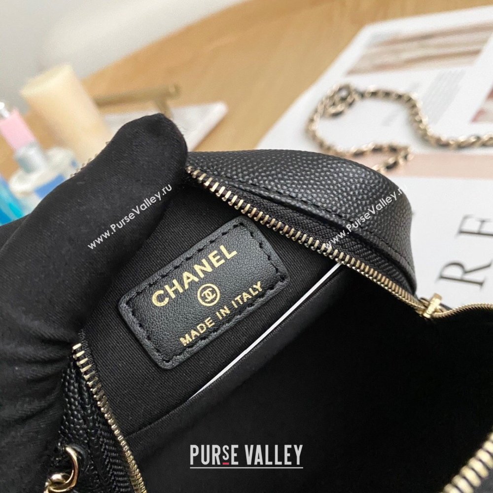 Chanel Chain CC Logo Grained Calfskin Round Clutch with Chain Bag AP1805 Black 2021 (yingfeng-21012724)