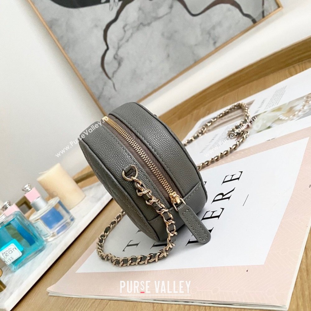 Chanel Chain CC Logo Grained Calfskin Round Clutch with Chain Bag AP1805 Gray 2021 (yingfeng-21012725)