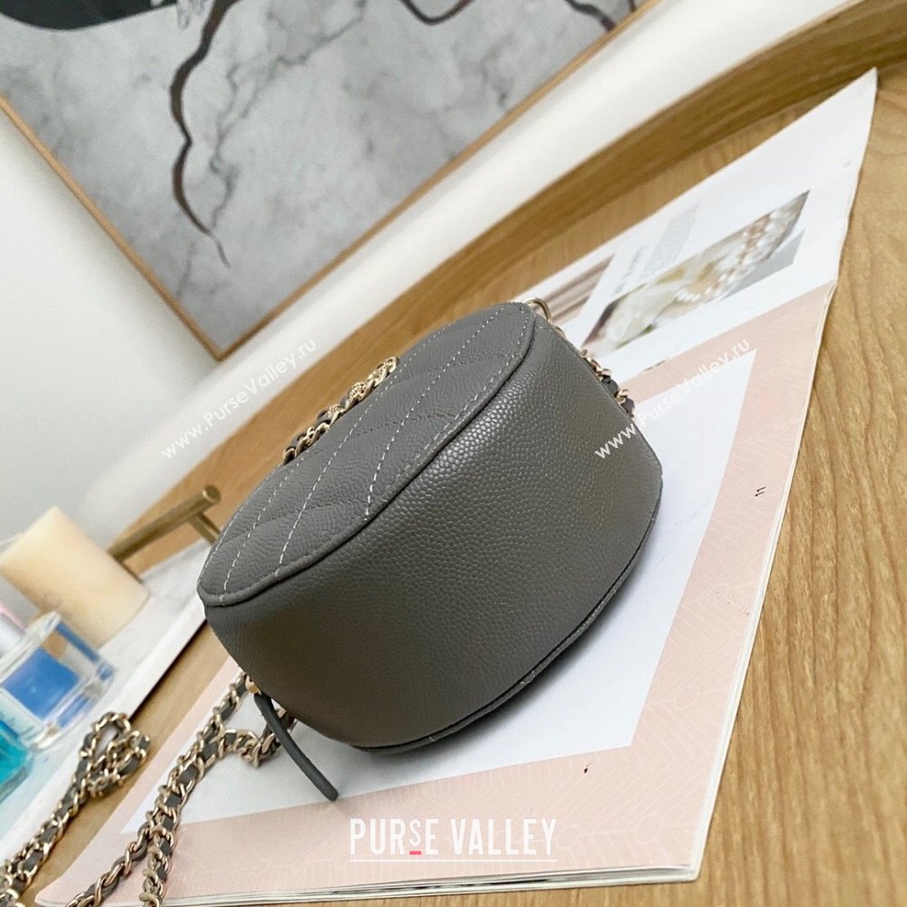 Chanel Chain CC Logo Grained Calfskin Round Clutch with Chain Bag AP1805 Gray 2021 (yingfeng-21012725)