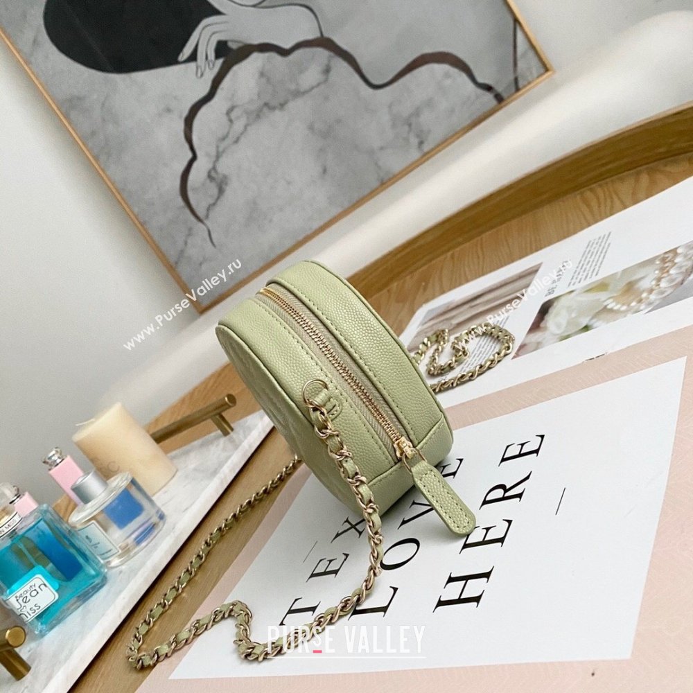 Chanel Chain CC Logo Grained Calfskin Round Clutch with Chain Bag AP1805 Light Green 2021 (yingfeng-21012727)