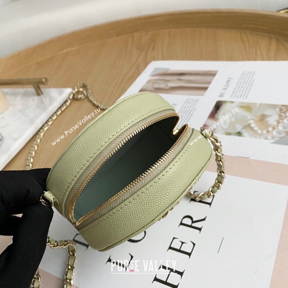 Chanel Chain CC Logo Grained Calfskin Round Clutch with Chain Bag AP1805 Light Green 2021 (yingfeng-21012727)