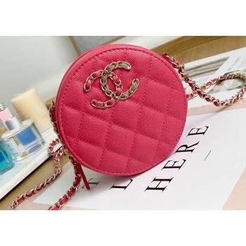 Chanel Chain CC Logo Grained Calfskin Round Clutch with Chain Bag AP1805 Coral Pink 2021 (yingfeng-21012726)