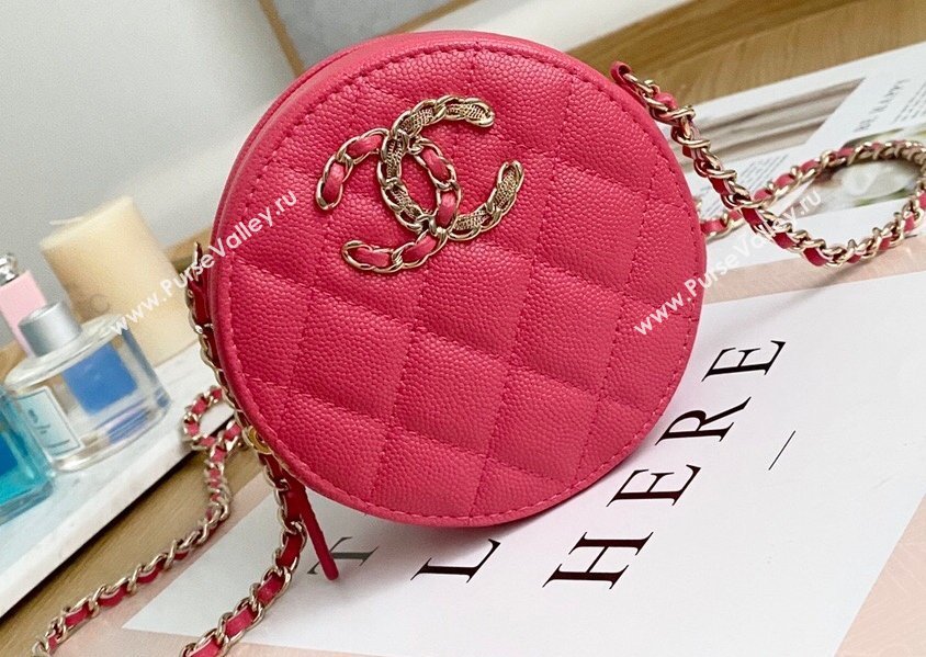 Chanel Chain CC Logo Grained Calfskin Round Clutch with Chain Bag AP1805 Coral Pink 2021 (yingfeng-21012726)