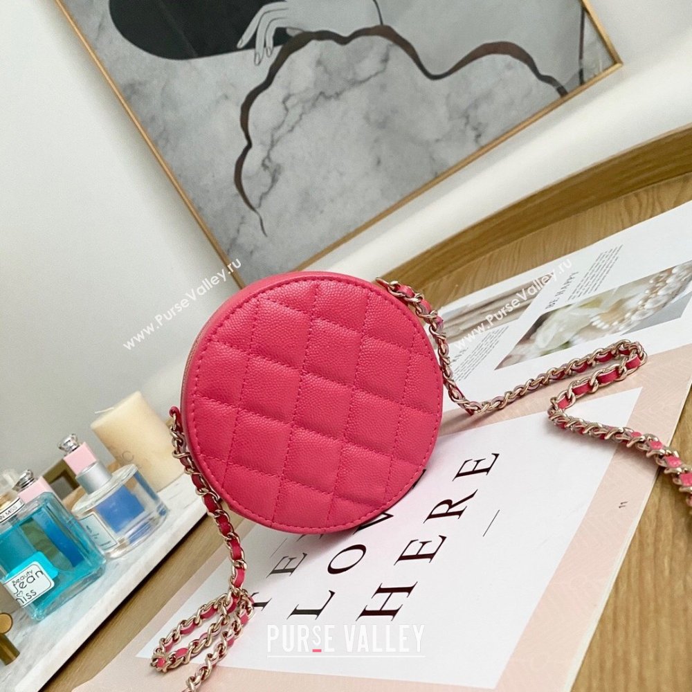 Chanel Chain CC Logo Grained Calfskin Round Clutch with Chain Bag AP1805 Coral Pink 2021 (yingfeng-21012726)