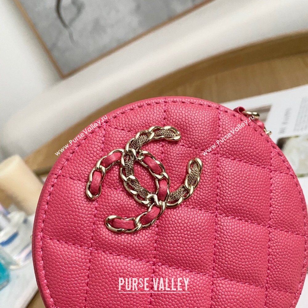 Chanel Chain CC Logo Grained Calfskin Round Clutch with Chain Bag AP1805 Coral Pink 2021 (yingfeng-21012726)