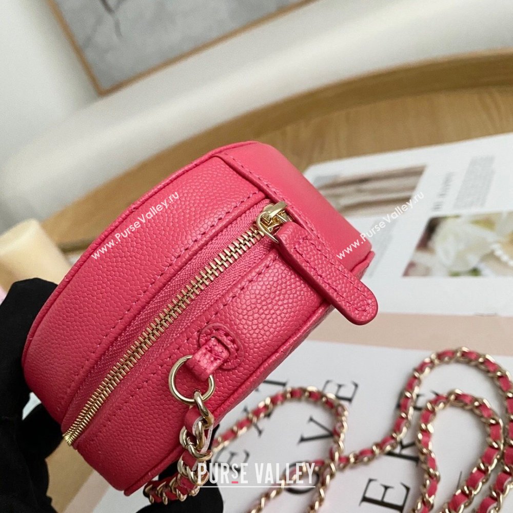 Chanel Chain CC Logo Grained Calfskin Round Clutch with Chain Bag AP1805 Coral Pink 2021 (yingfeng-21012726)