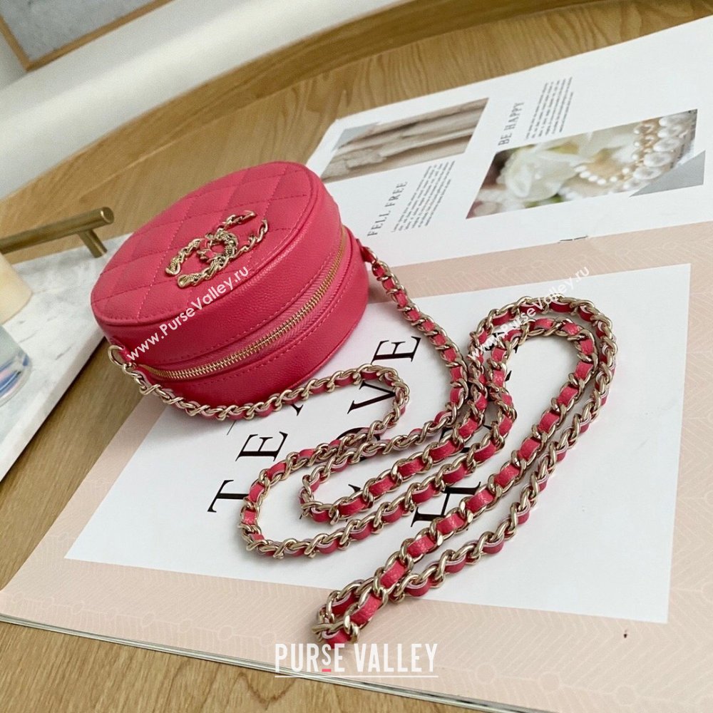 Chanel Chain CC Logo Grained Calfskin Round Clutch with Chain Bag AP1805 Coral Pink 2021 (yingfeng-21012726)