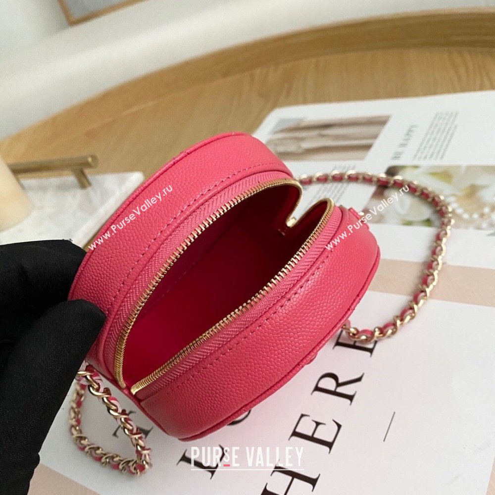 Chanel Chain CC Logo Grained Calfskin Round Clutch with Chain Bag AP1805 Coral Pink 2021 (yingfeng-21012726)