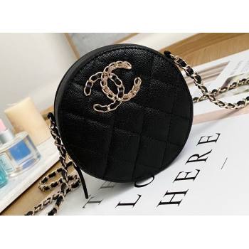 Chanel Chain CC Logo Grained Calfskin Round Clutch with Chain Bag AP1805 Black 2021 (yingfeng-21012724)