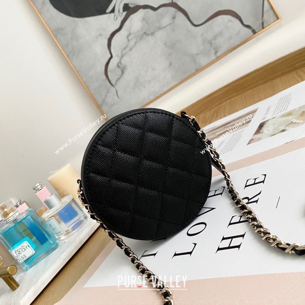 Chanel Chain CC Logo Grained Calfskin Round Clutch with Chain Bag AP1805 Black 2021 (yingfeng-21012724)