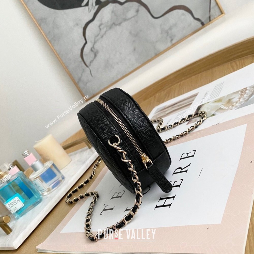 Chanel Chain CC Logo Grained Calfskin Round Clutch with Chain Bag AP1805 Black 2021 (yingfeng-21012724)