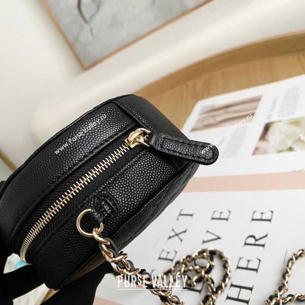 Chanel Chain CC Logo Grained Calfskin Round Clutch with Chain Bag AP1805 Black 2021 (yingfeng-21012724)