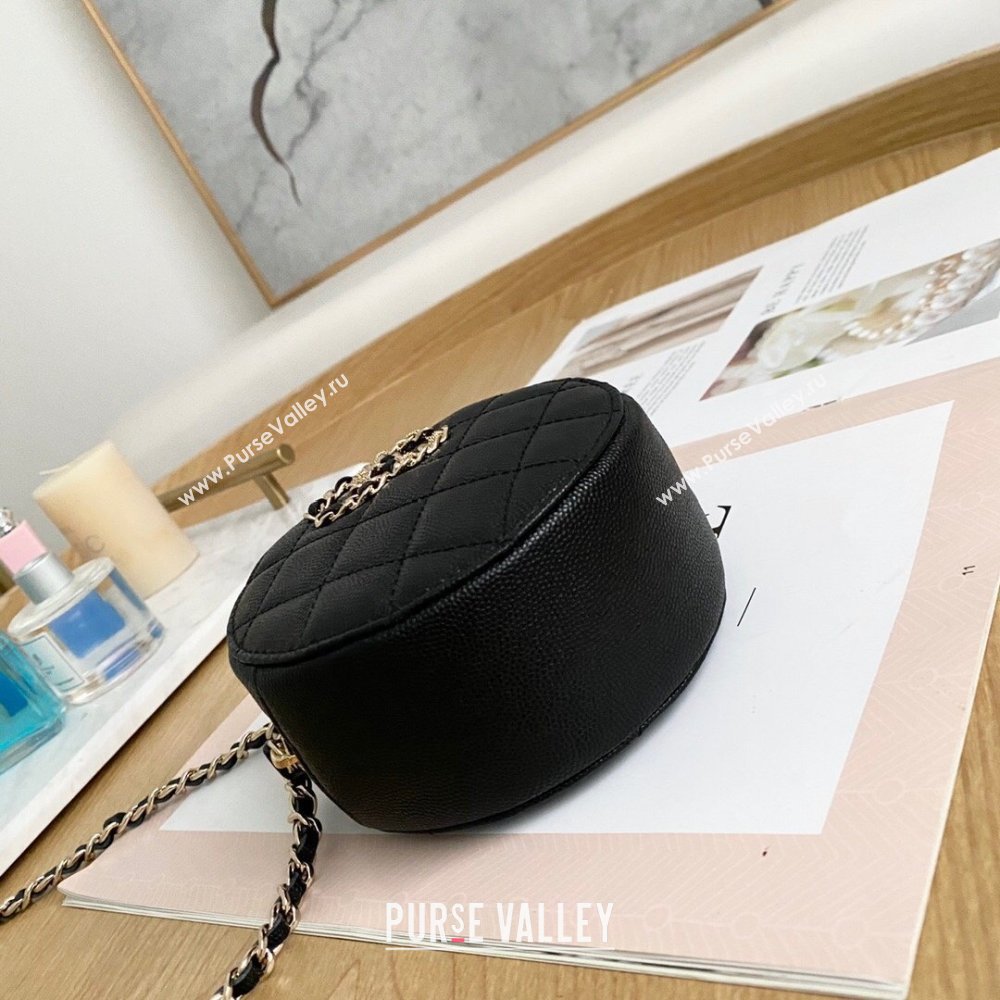 Chanel Chain CC Logo Grained Calfskin Round Clutch with Chain Bag AP1805 Black 2021 (yingfeng-21012724)