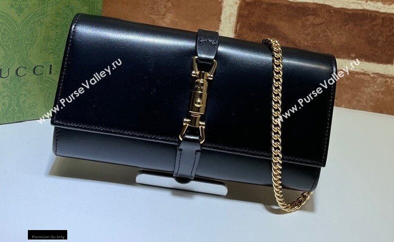 Gucci Jackie 1961 Chain Wallet Bag 652681 Leather Black 2021 (dlh-21012906)