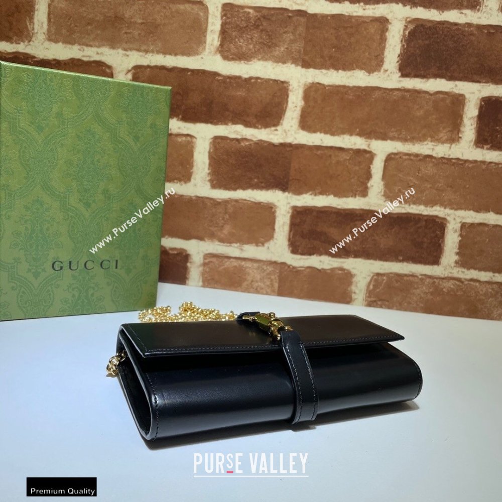 Gucci Jackie 1961 Chain Wallet Bag 652681 Leather Black 2021 (dlh-21012906)