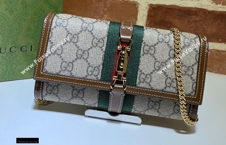 Gucci Jackie 1961 Chain Wallet Bag 652681 GG Supreme Canvas 2021 (dlh-21012908)