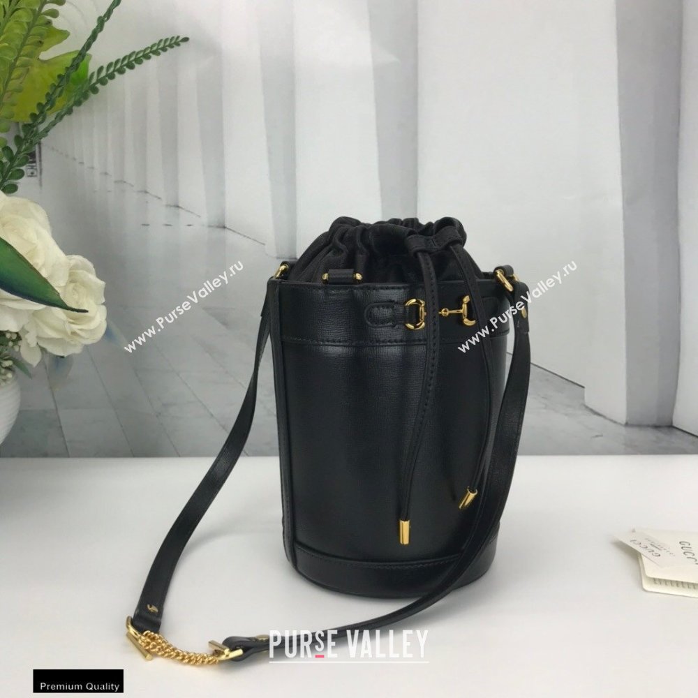 Gucci Horsebit 1955 Small Bucket Bag 637115 Leather Black 2021 (dlh-21012912)