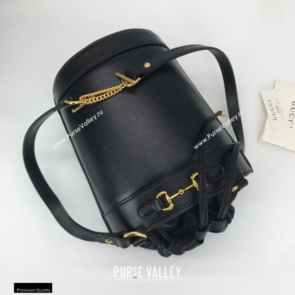Gucci Horsebit 1955 Small Bucket Bag 637115 Leather Black 2021 (dlh-21012912)