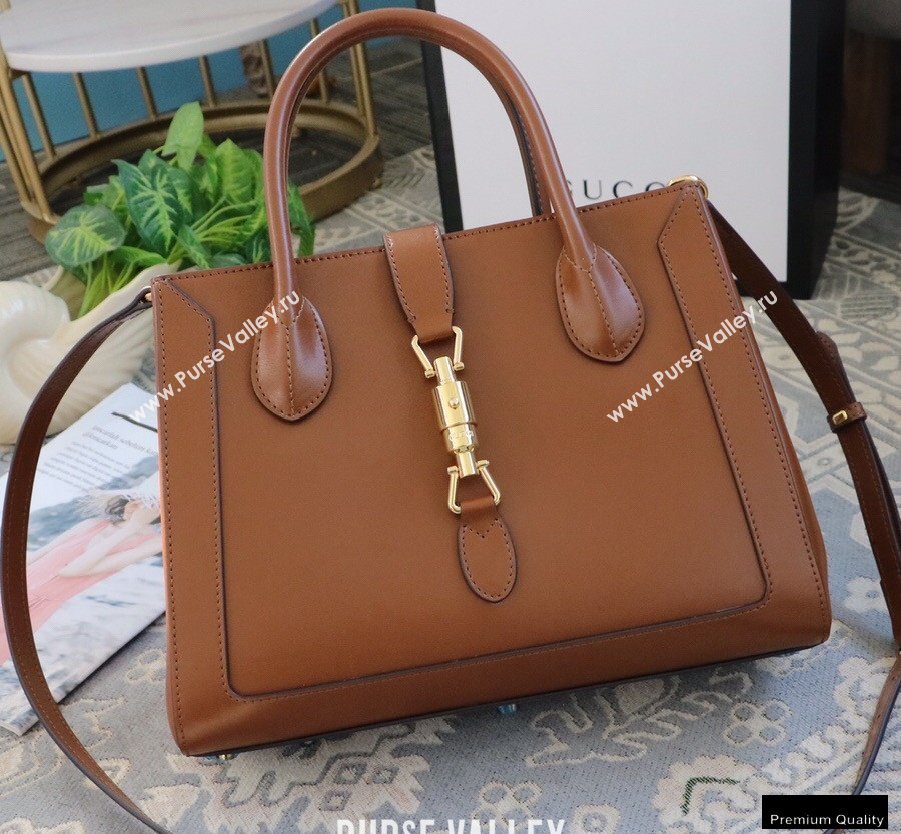Gucci Jackie 1961 Medium Tote Bag 649016 Leather Brown 2021 (dlh-21012901)