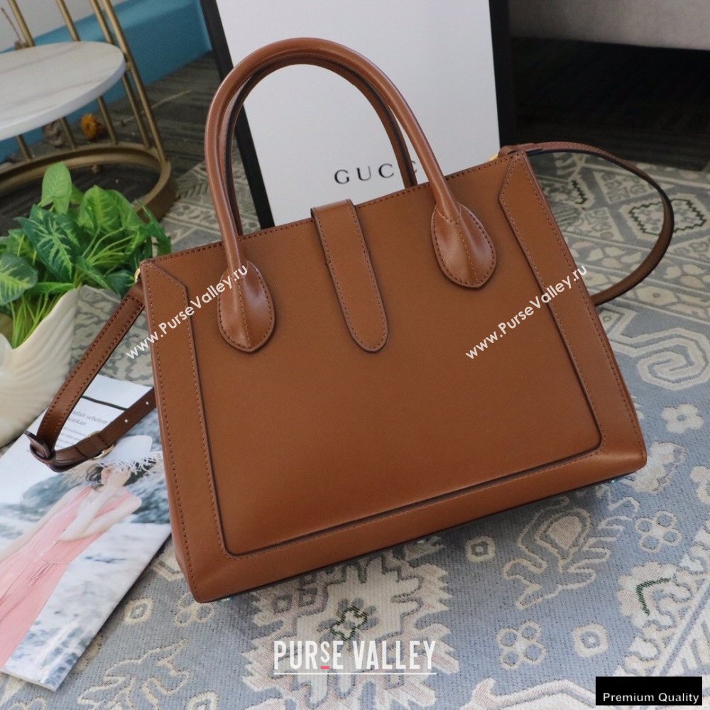 Gucci Jackie 1961 Medium Tote Bag 649016 Leather Brown 2021 (dlh-21012901)