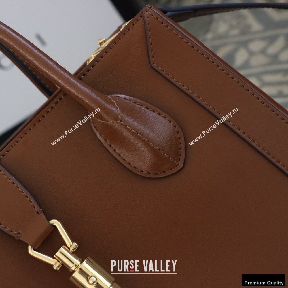 Gucci Jackie 1961 Medium Tote Bag 649016 Leather Brown 2021 (dlh-21012901)